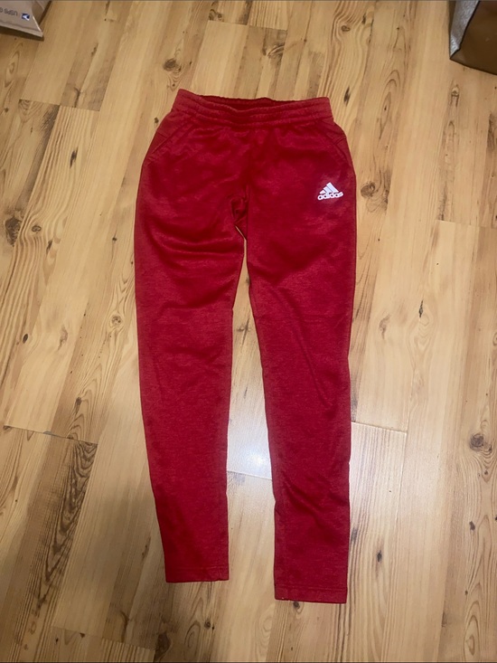 adidas Pants - adidas Red Track Joggers with White Logo